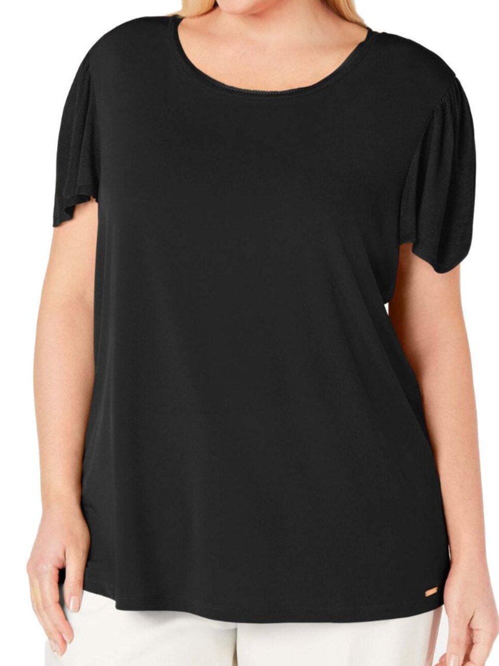 Calvin Klein Womens Plus Size Sweater Knit Trim Top
